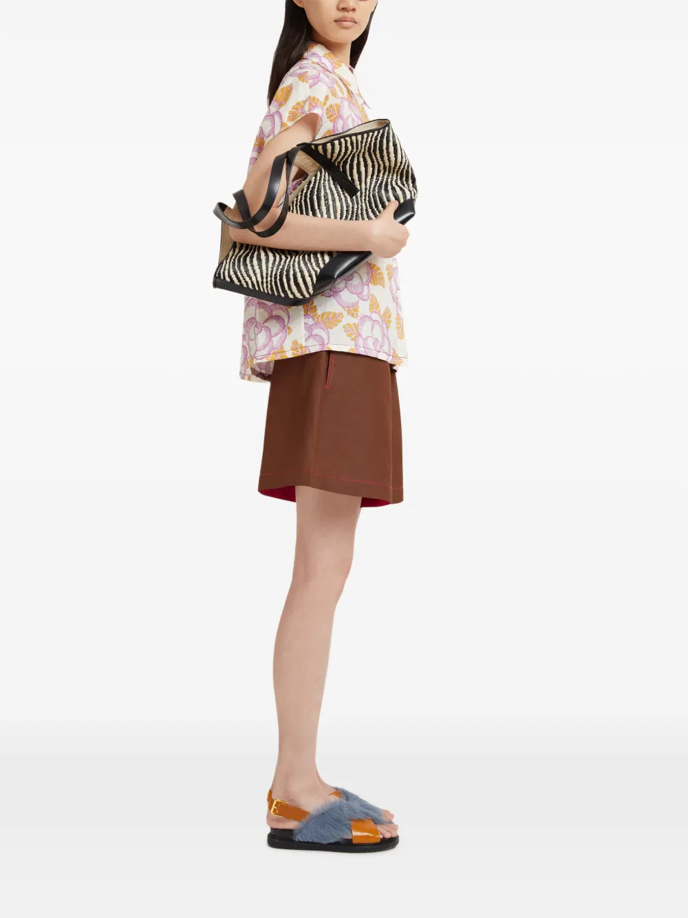 Marni Blouse met bloemenprint en kapmouwen Wit