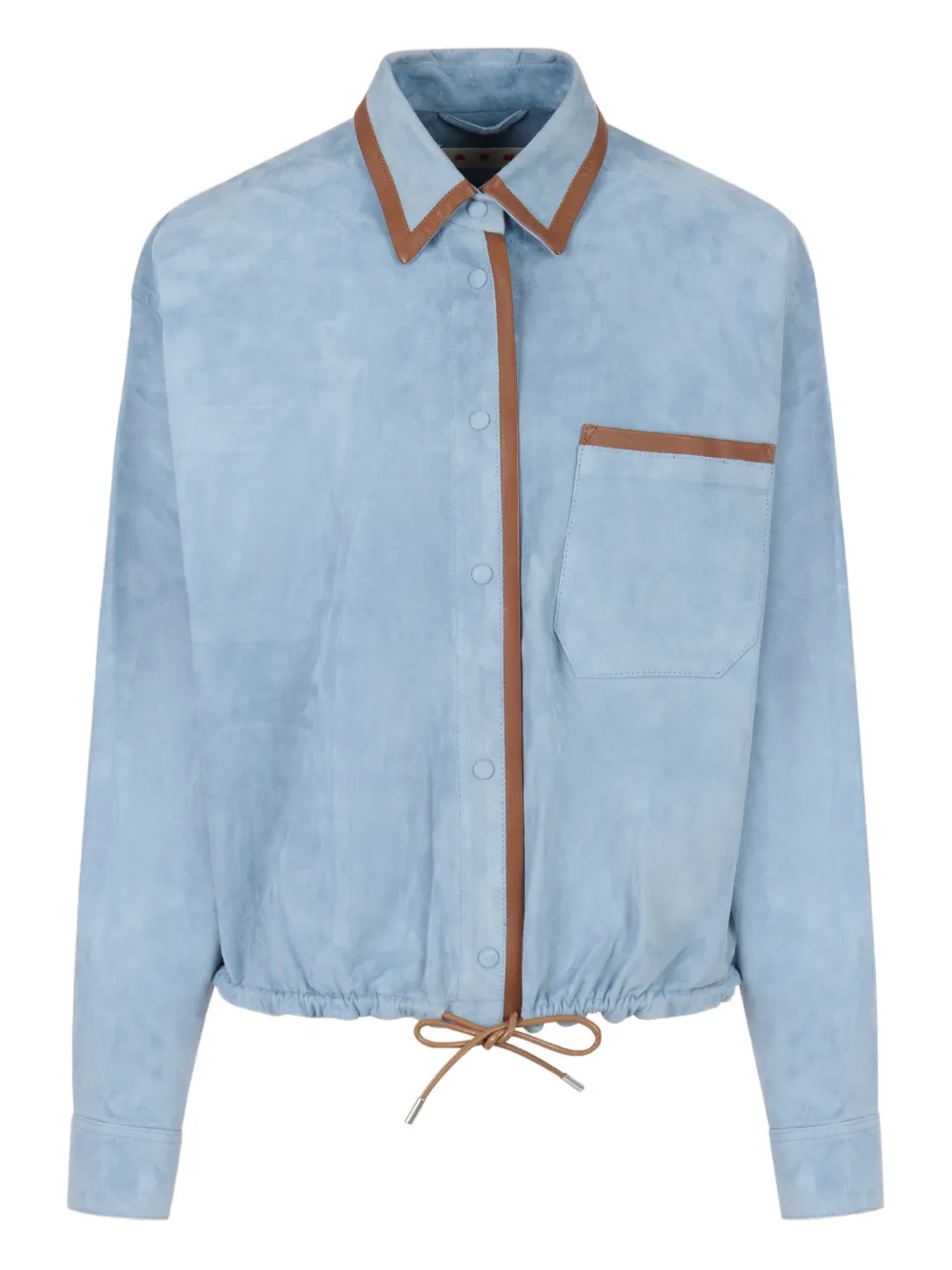 Marni Nappa-trim Suede Shirt In Blue