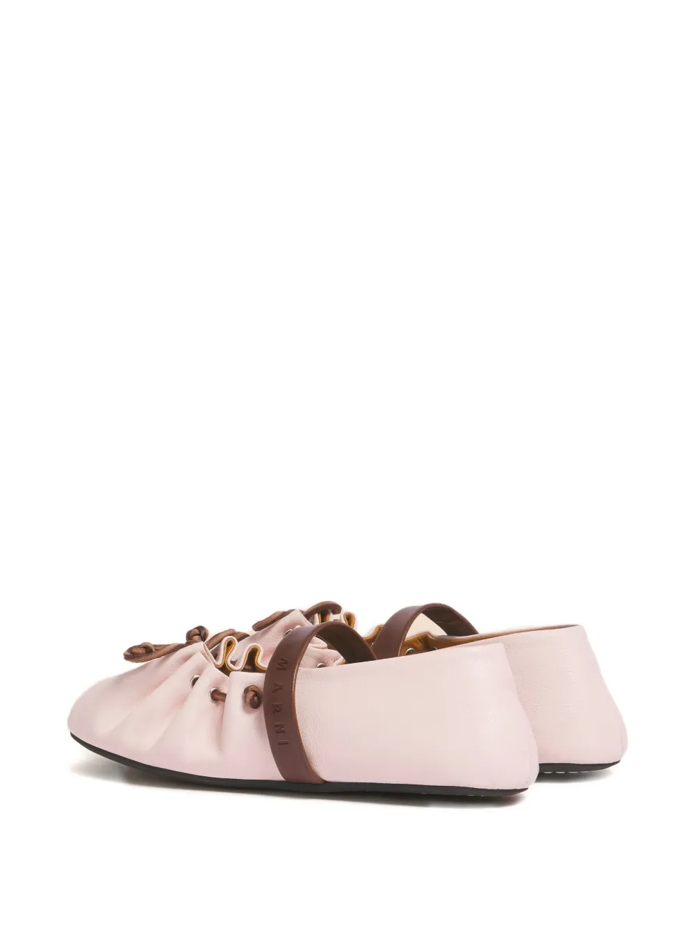 Marni Strap Leather Ballet Flats In Pink
