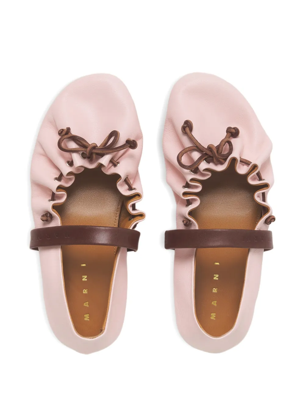 Marni Leren ballerina's met band Roze