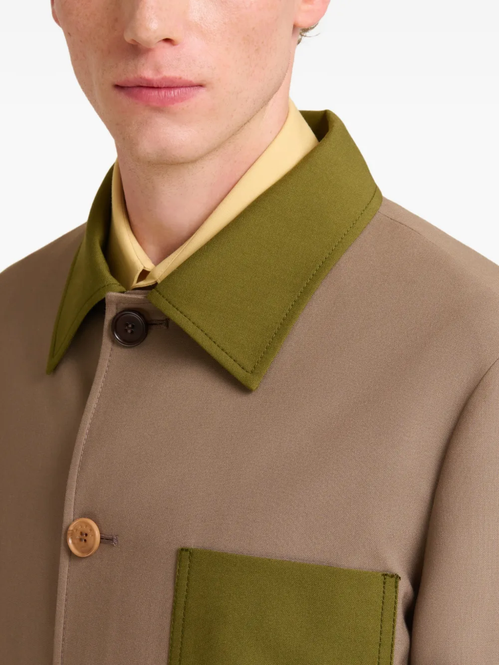 Marni Shirtjack met contrasterende kraag en zak Bruin