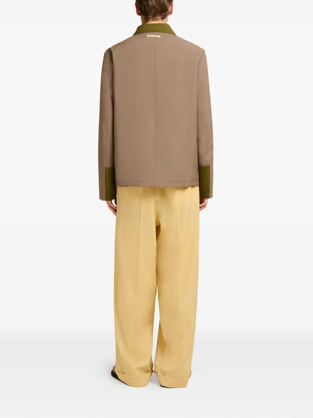 Marni Shirtjack met contrasterende kraag en zak Bruin
