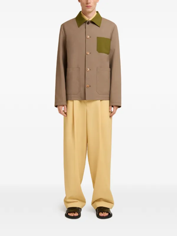 Marni コントラストカラー シャツジャケット | ブラウン | FARFETCH JP