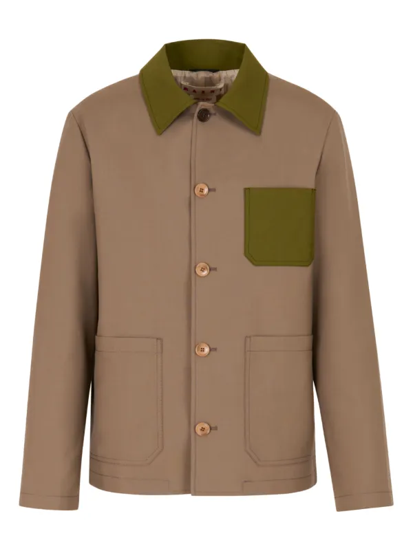 Marni コントラストカラー シャツジャケット | ブラウン | FARFETCH JP
