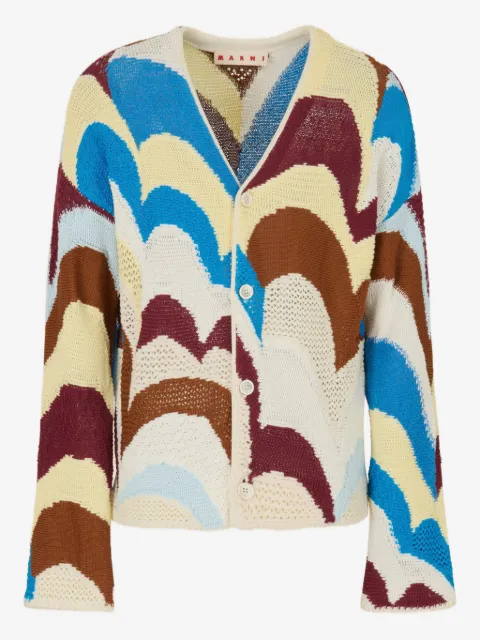 Marni 图案钩编针织效果开衫