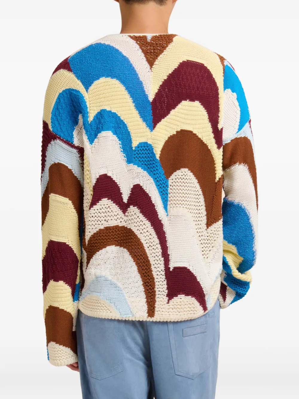 Marni Vest met gehaakt effect en patroon Blauw