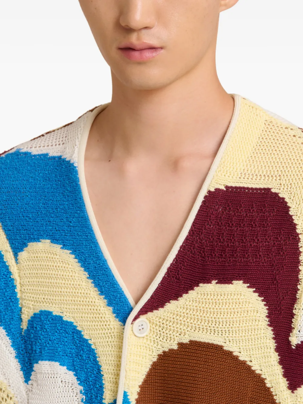 Marni Vest met gehaakt effect en patroon Blauw