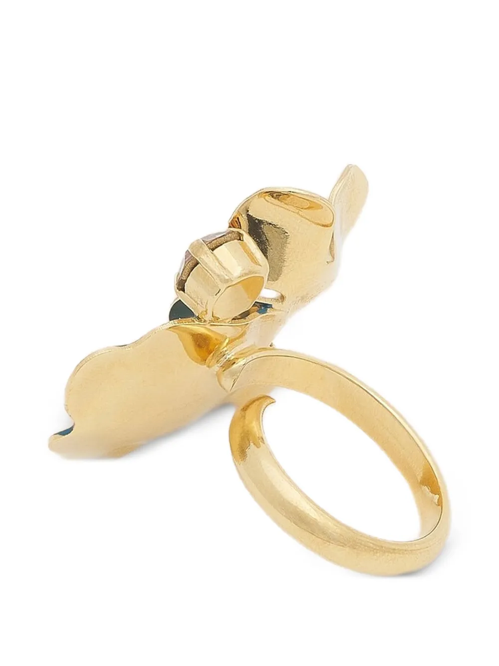  Marni Brightly Coloured Flower Rhinestone Ring - Gold 