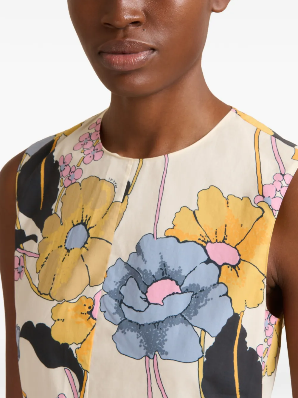 Marni Midi-jurk met bloemenprint Beige