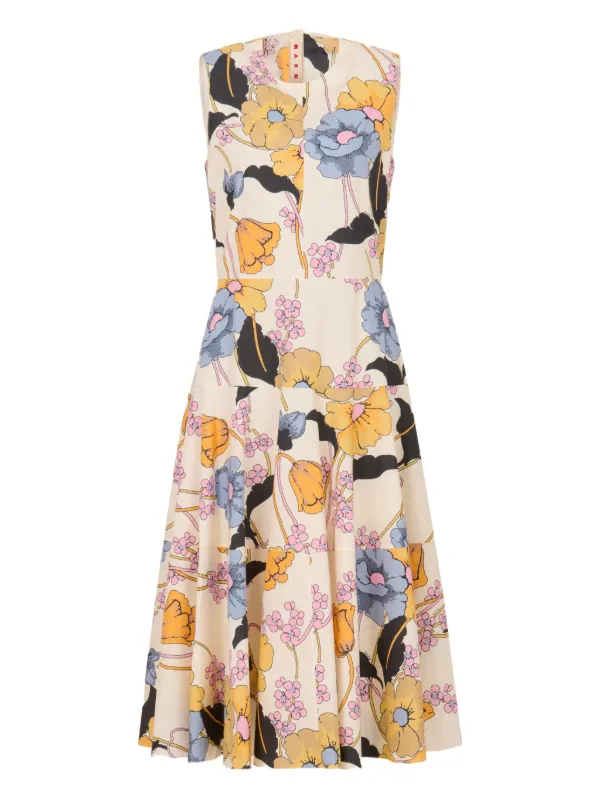 marni floral halter dress MARNI Light printed poplin dress T42 IT SUPERB Multiple colors Cotton  ref.JC976758 (Sold)