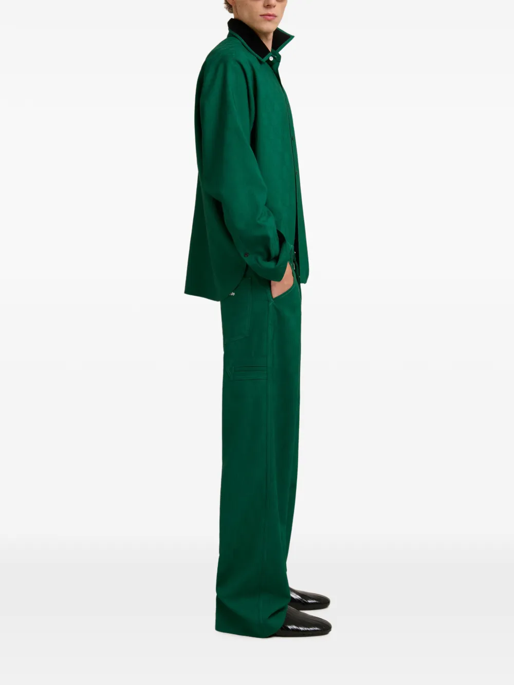 Marni Broek met riemlussen en zak Groen