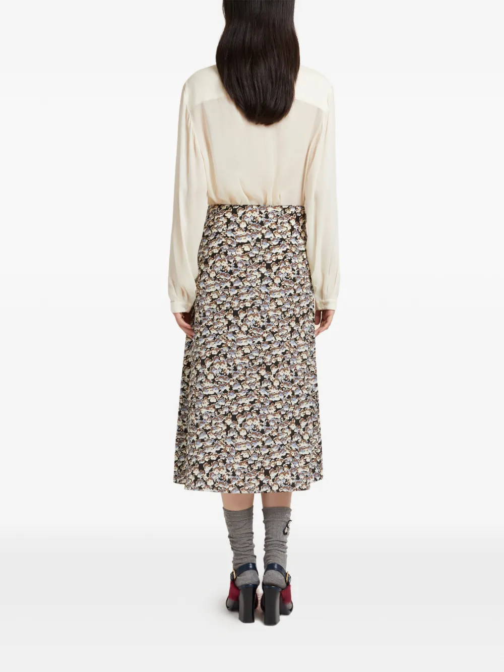 Marni Floral-pattern Midi Skirt In Multi