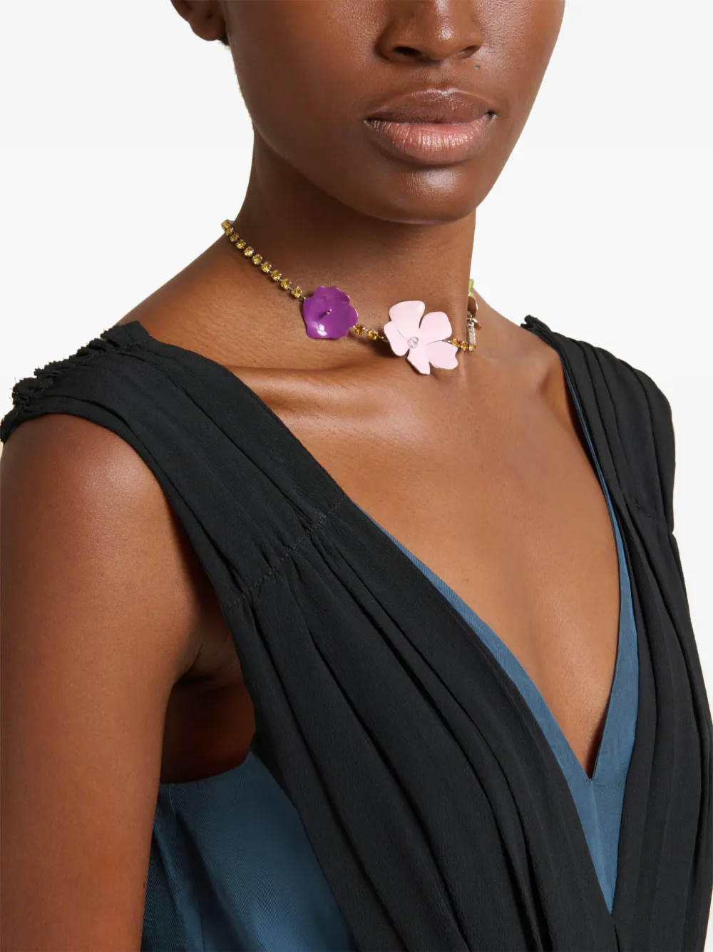 Marni flower-embellishment chain necklace - Zilver