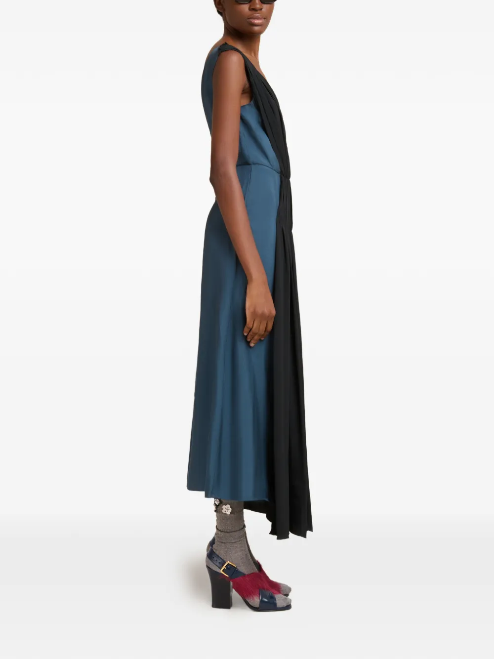 Marni Draping-detail Split Mini Dress In Black