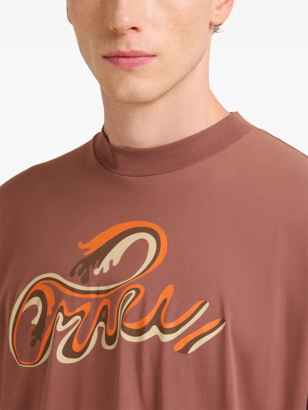 Marni Katoenen T-shirt met logo-print Bruin