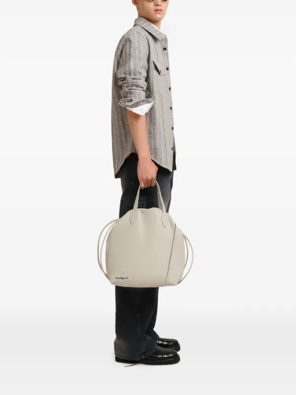 Marni スクランチー レザーバックパック | グレー | FARFETCH JP