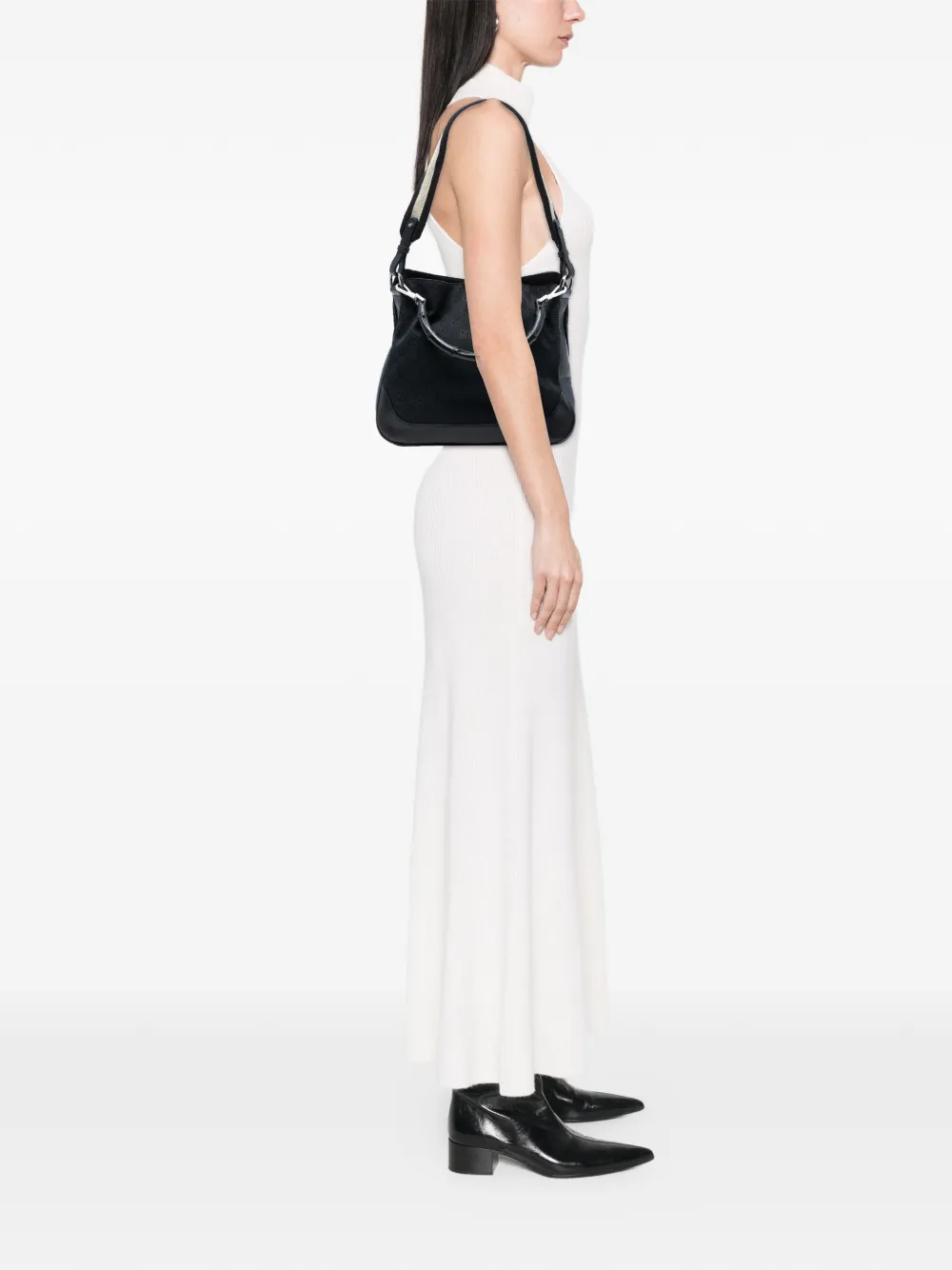 Click to view more detailed imagery on our partner's website Pre-owned Gucci 2000-2015 Gg Canvas Bamboo Web Satchel In Blue