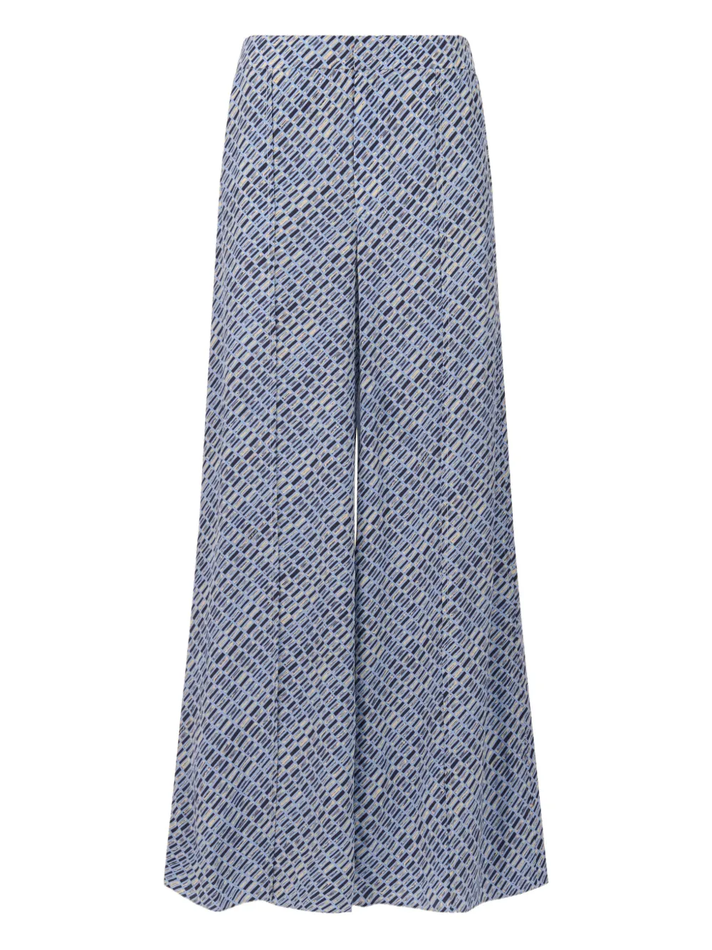 Marni Printed Silk Trousers In Blue