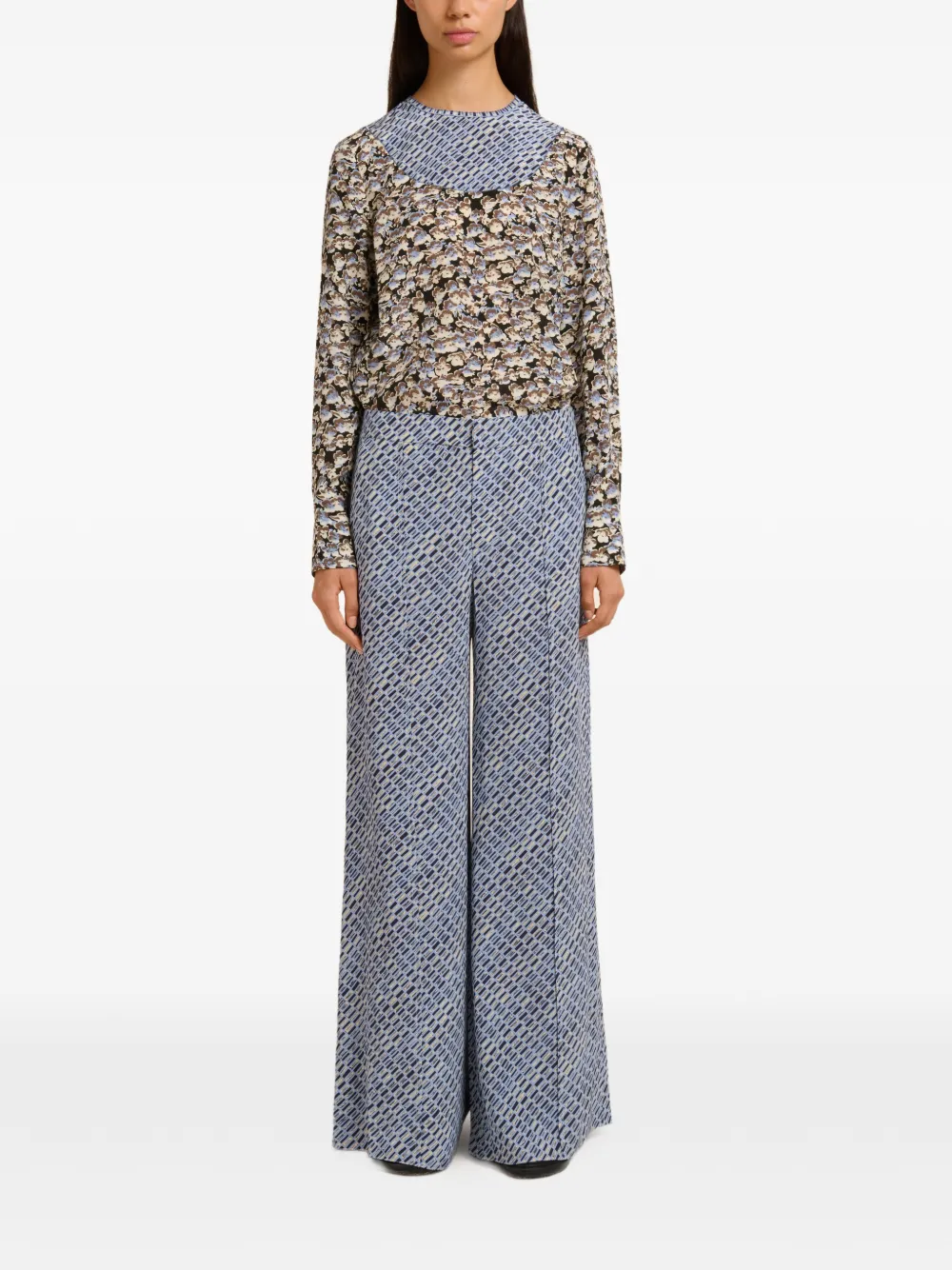 Marni printed silk trousers - Blauw