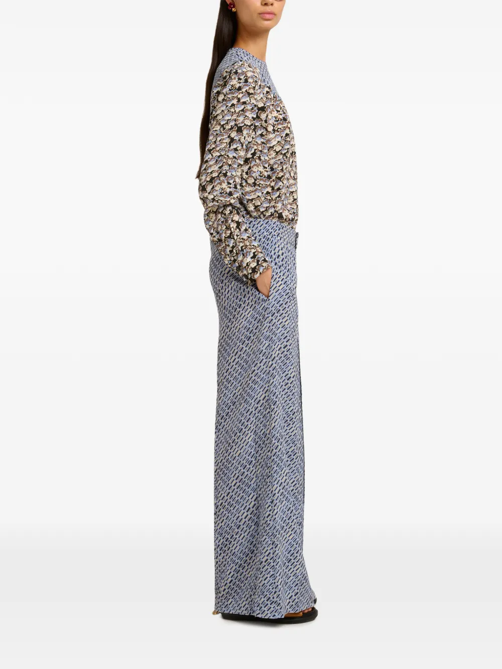  Marni Printed Silk Trousers - Blue 