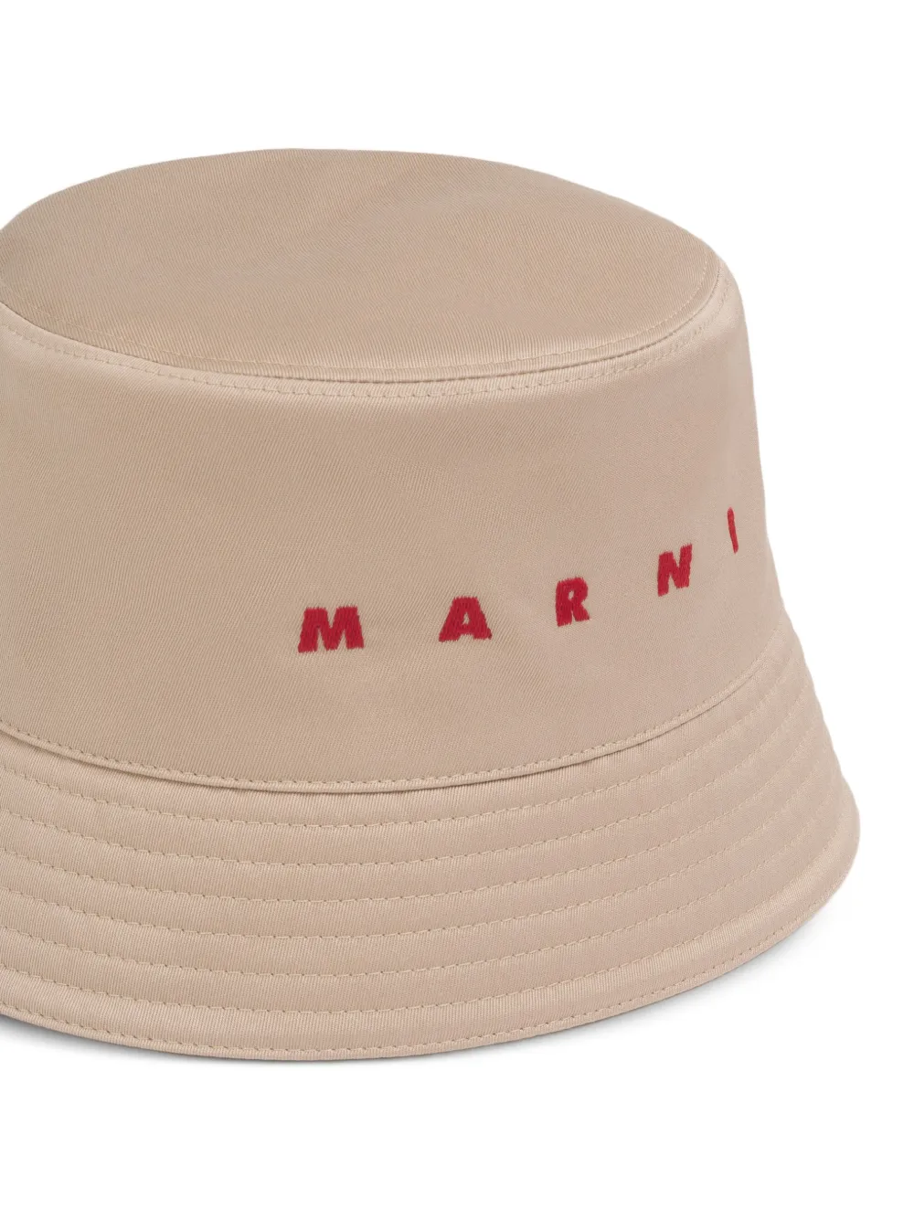 Marni Waterafstotende gabardine vissershoed met geborduurd logo Beige
