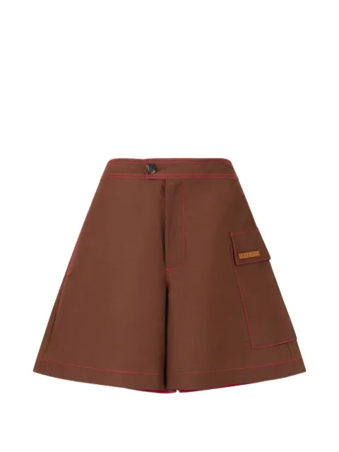 Marni viscose-ramie flared shorts with cargo pocket
