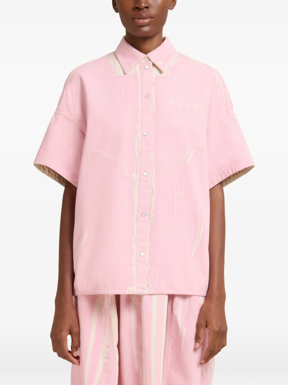  Marni Short-sleeves Denim Shirt - Pink 