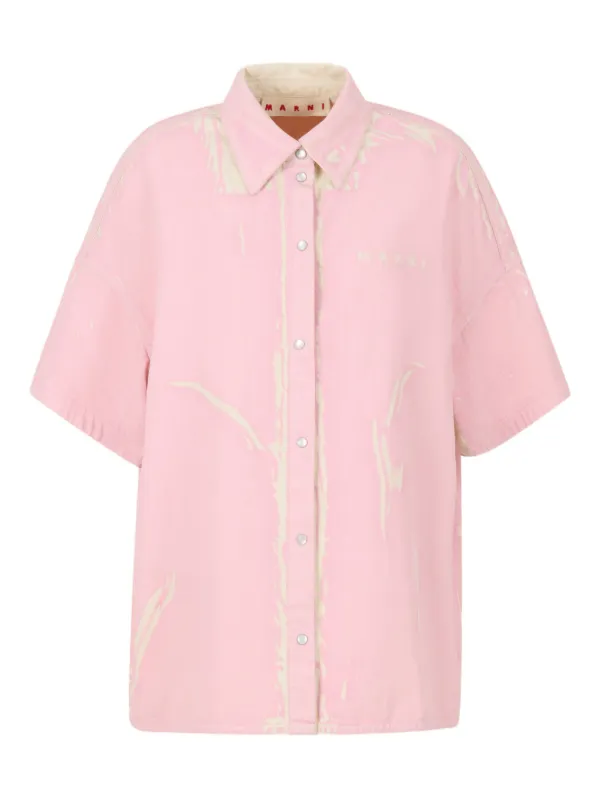 Marni Short-sleeves Denim Shirt in Pink