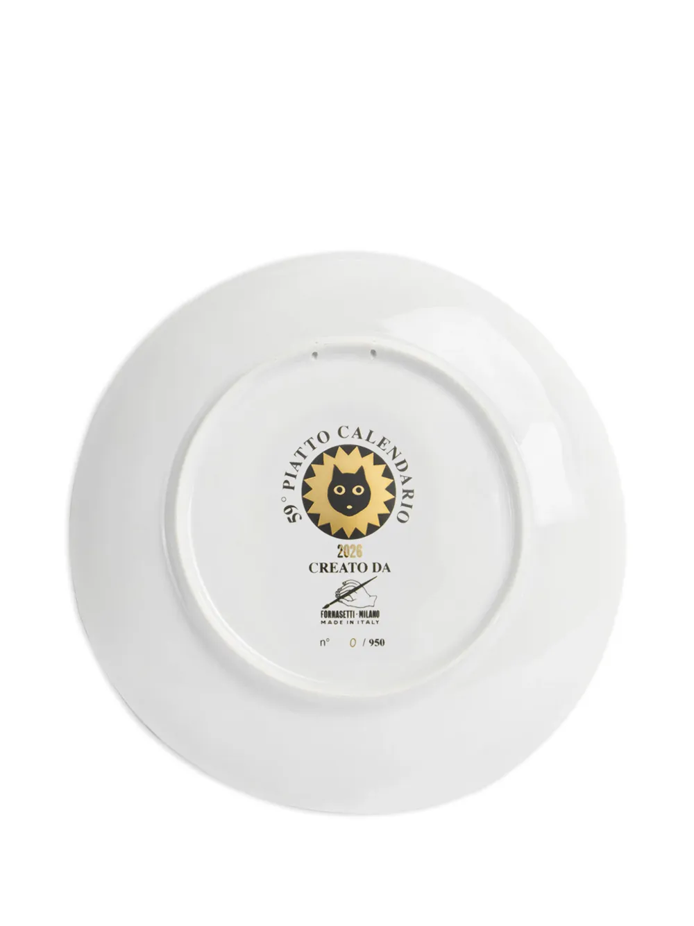 Fornasetti Cat-print Calendar Plate In White