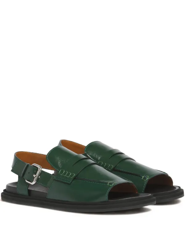 （美品）マルニ サンダル レザーサンダル Marni レザーサンダル | グリーン | FARFETCH JP