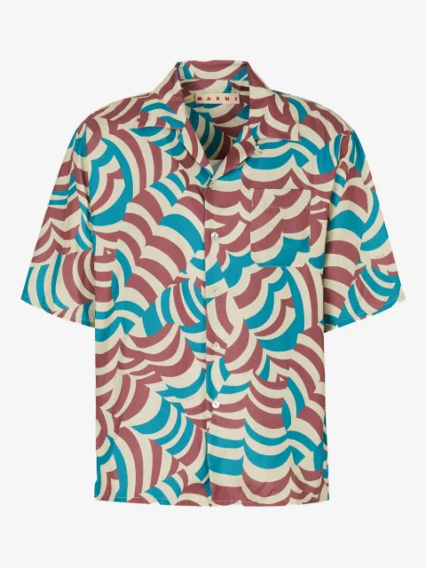 Marni contrast-print bowling shirt