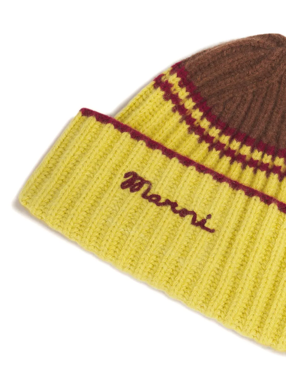  Marni Colour-block Striped Beanie - Yellow 