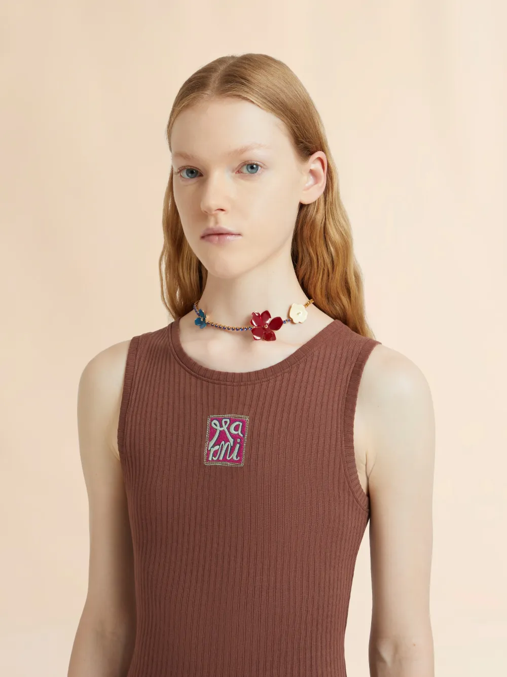 Marni Flower Embellished Necklace In Gold
