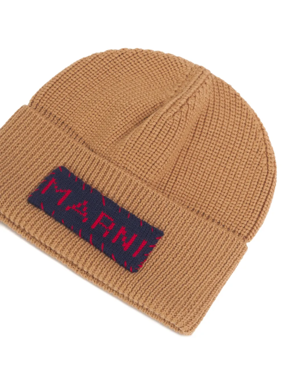 Marni Wolken Fisherman's geribbelde muts met patch Bruin