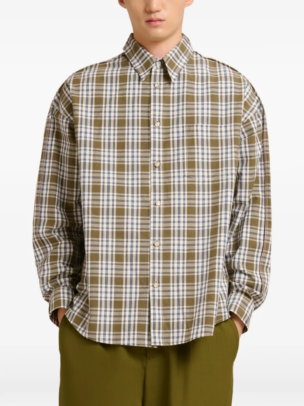  Marni Checked-pattern Long-sleeve Shirt - Green 