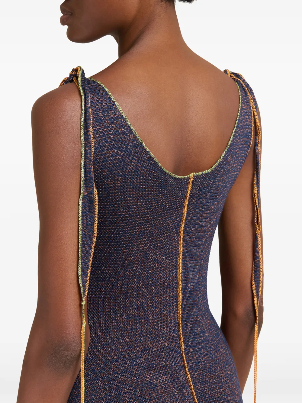 Marni Jurk van linnen-viscose met gekleurde randen Blauw