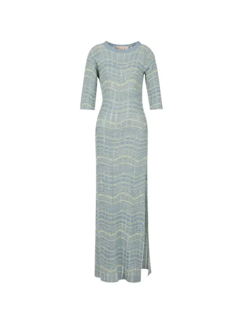 Marni ribbed linen dress with wavy pattern