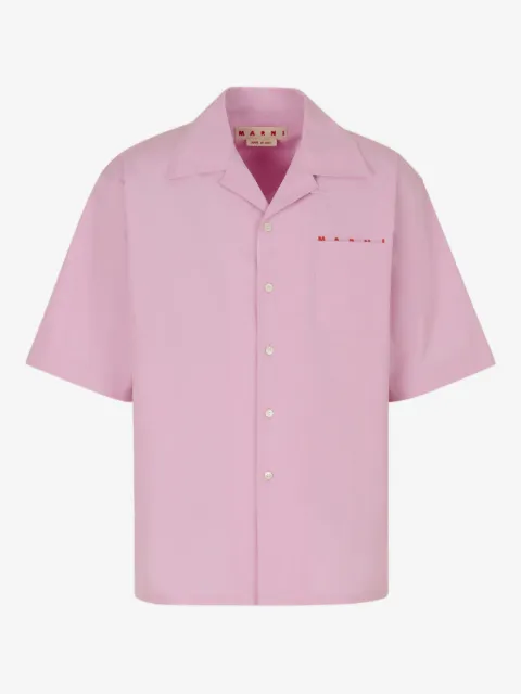 Marni poplin bowling shirt with peeping logo