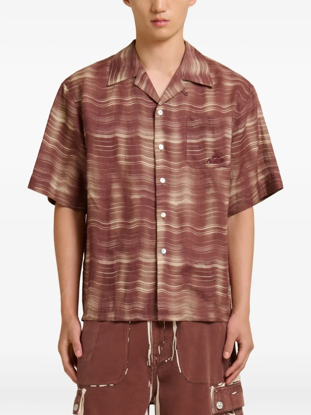 Marni Ramie bowlingshirt met Carousel-print Rood
