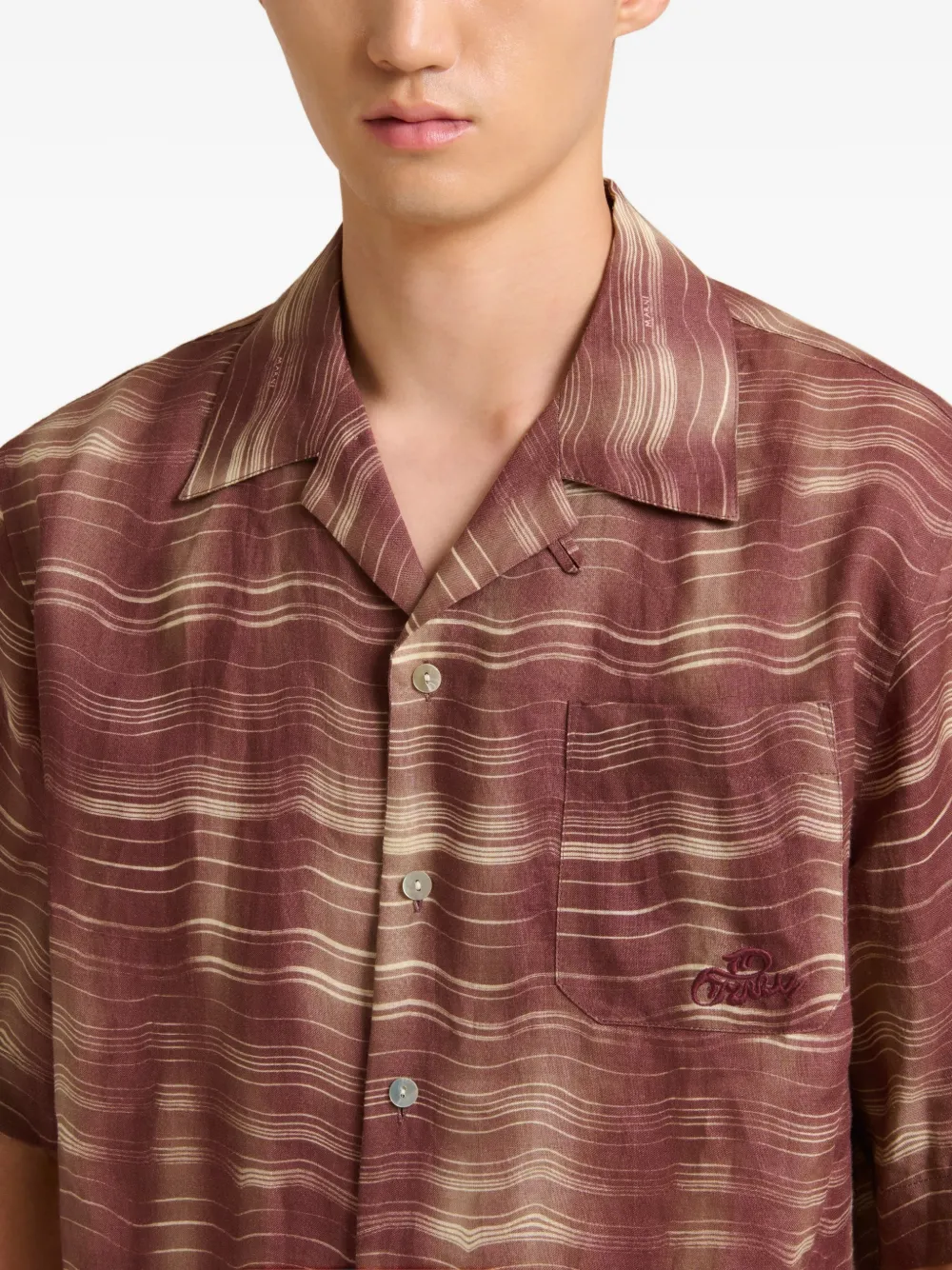 Marni Ramie bowlingshirt met Carousel-print Rood
