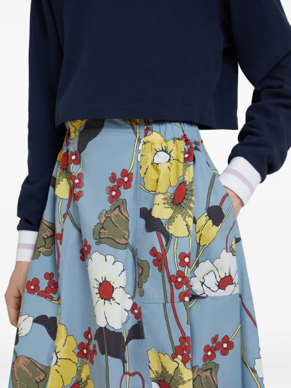 Marni フローラル フレアスカート | ブルー | FARFETCH JP