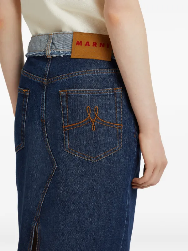 Marni フレイドデニムスカート | ブルー | FARFETCH JP