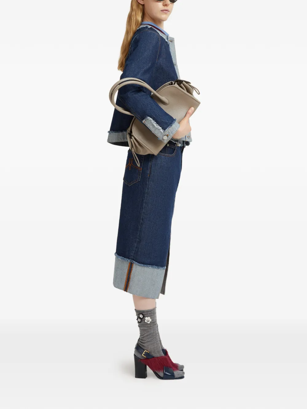 Marni フレイドデニムスカート | ブルー | FARFETCH JP