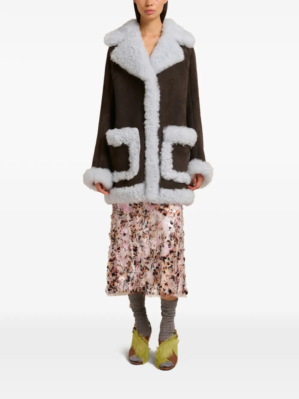 Marni Logo-patch Pocket Leather Jacket In Brown