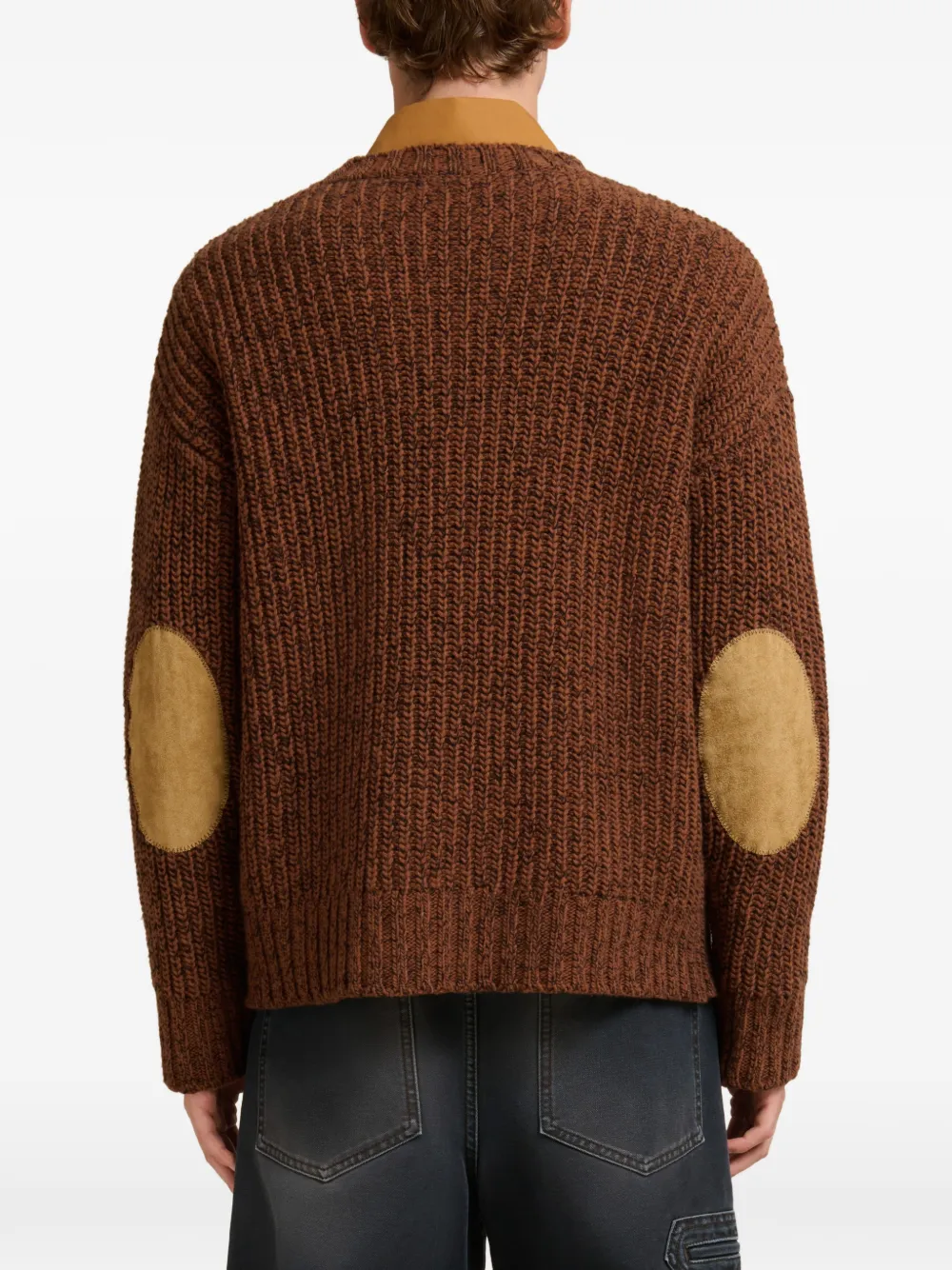 Marni Trui met elleboogpatch en ronde hals Bruin