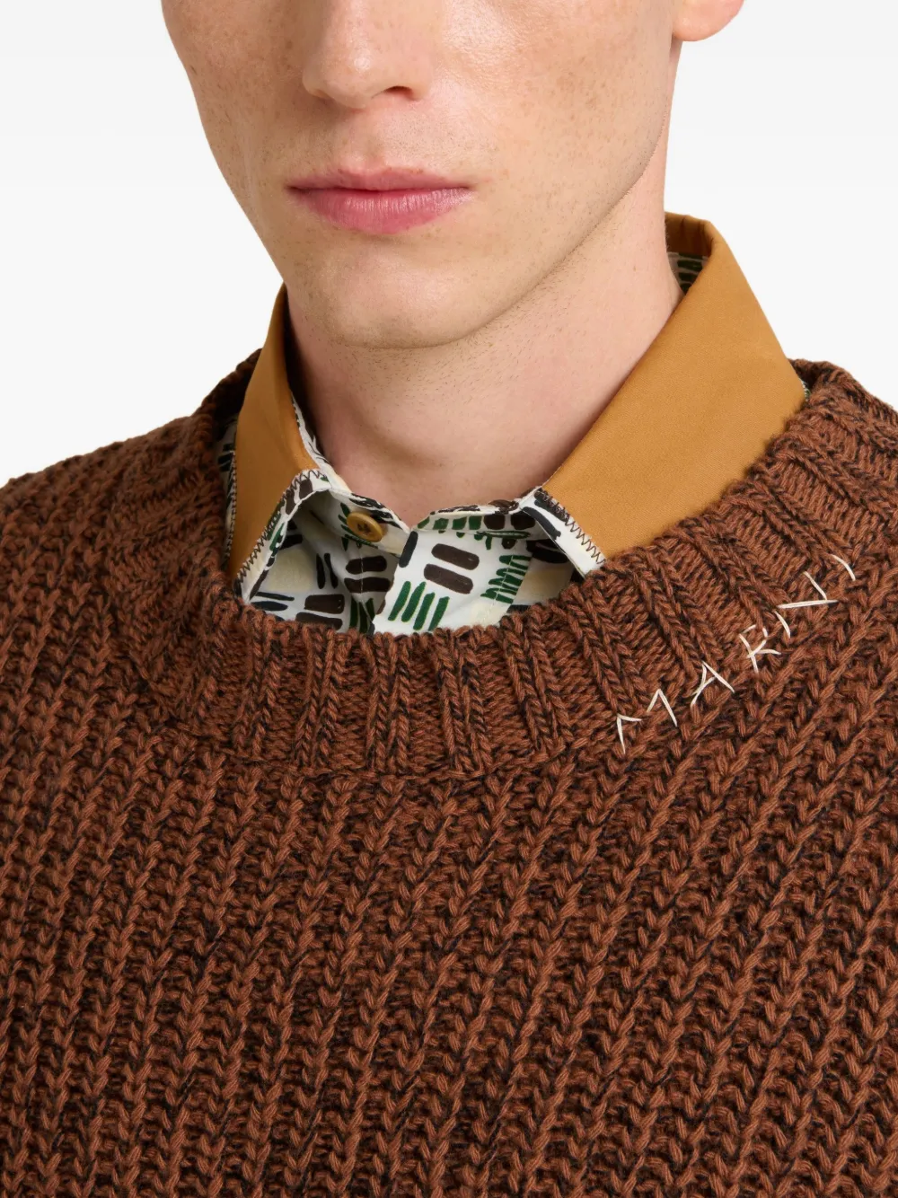 Marni エルボーパッチ セーター | ブラウン | FARFETCH JP