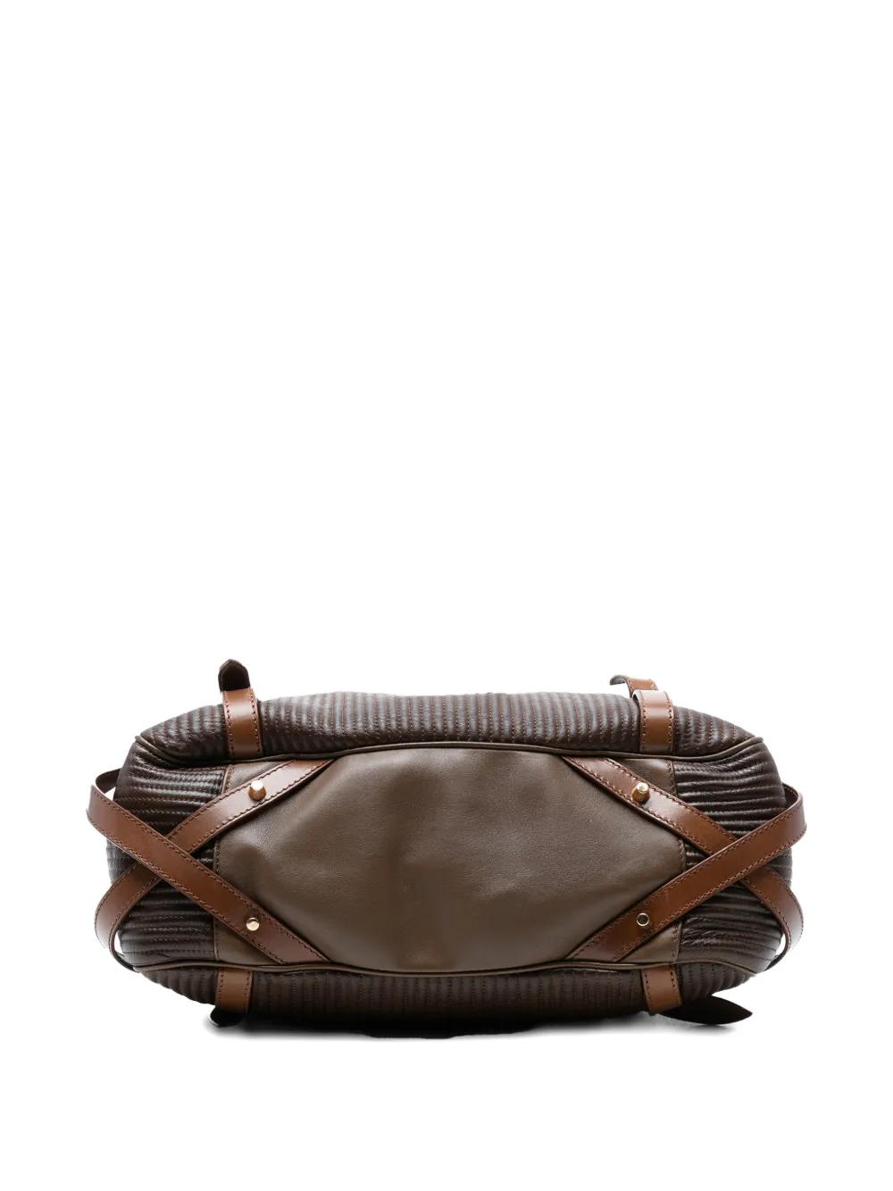 Pre-owned Burberry 2000-2017 Stitched Leather Bridle Wilton Tote Bag In Brown