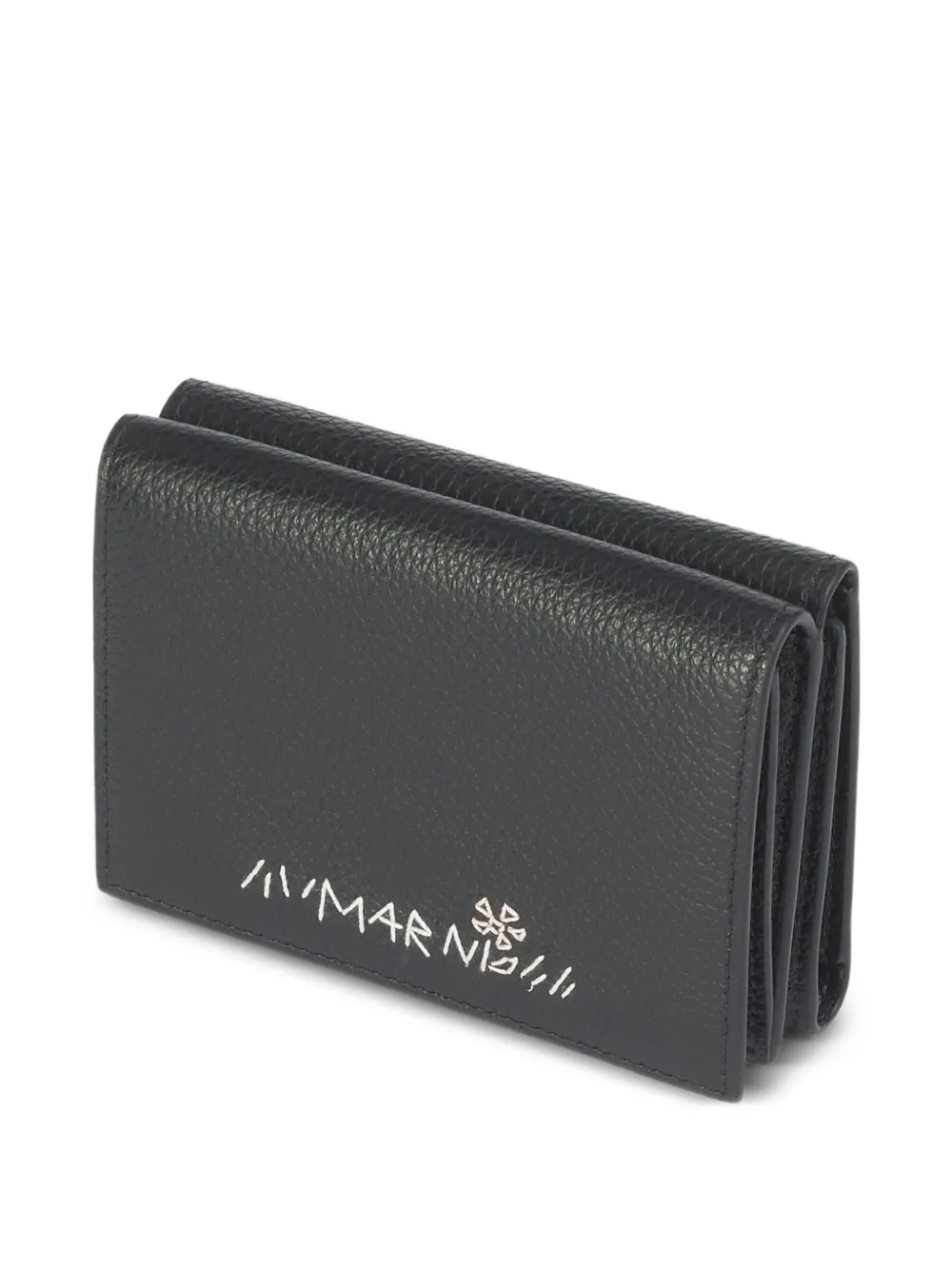  Marni Embroidered-flower Trifold Wallet - Black 