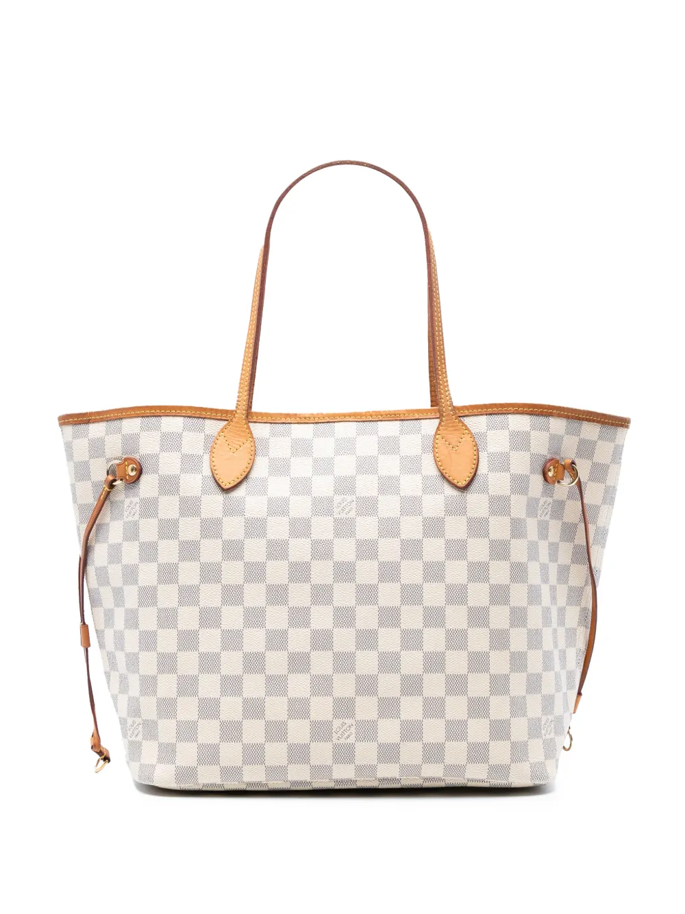 Pre-owned Louis Vuitton 2017 Damier Azur Neverfull Mm Tote Bag In White