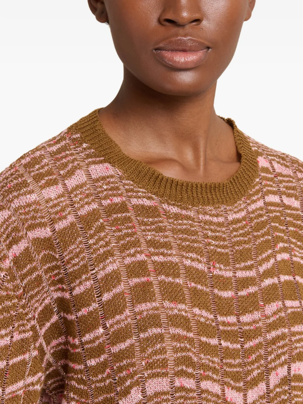 Marni Gelaagde trui met jacquard Bruin